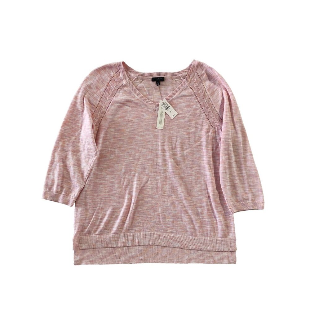 NWT Talbots Womens Size MP Pink Slubbed Cotton Lightweight Knit Sweater MSRP $89